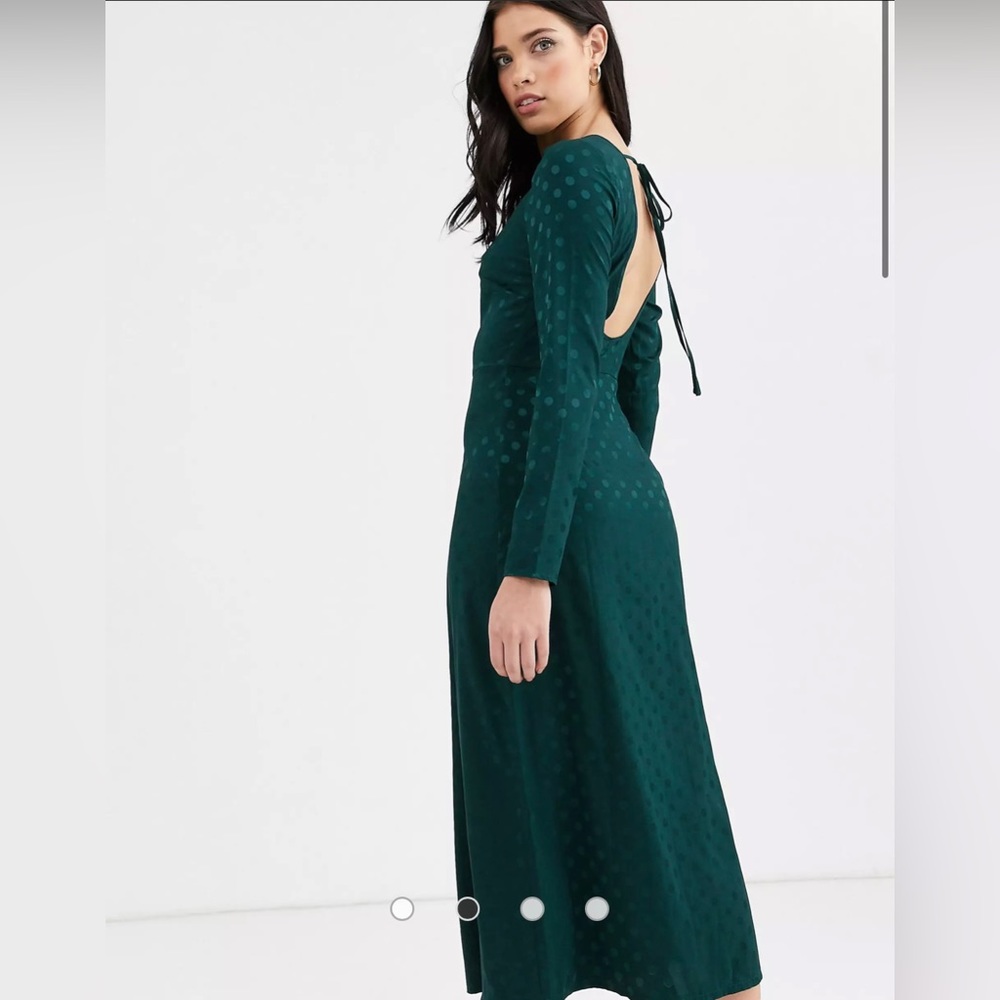 ASOS Fashion Union long sleeve midi dress with dip back and tie detail